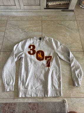 District Men's Crewneck Sweatshirt in Gray with Maroon and Gold '307' Appliqué